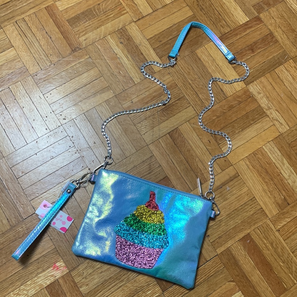 NWT Bari Lynn iridescent jeweled cupcake bag
